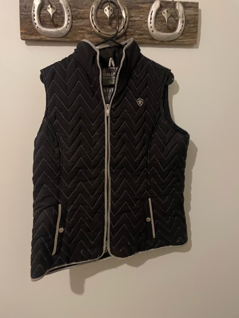Ariat Black Quilted Vest with Gray Trim